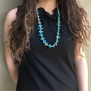 Vintage Turquoise and shell indigenous American necklace Weight:2.4oz 26” L  new
